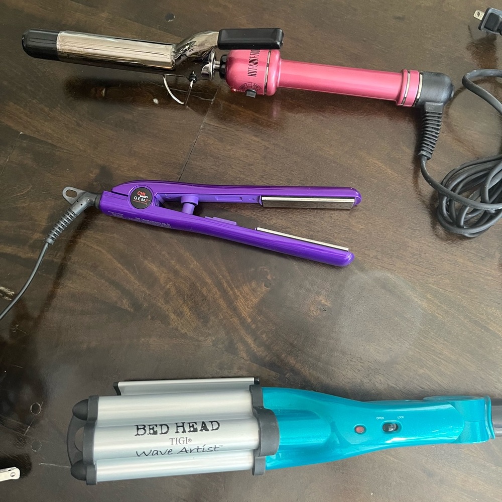 Bundle of Hair tools.  Flat Iron, curling iron & wave maker.  Used once or twice